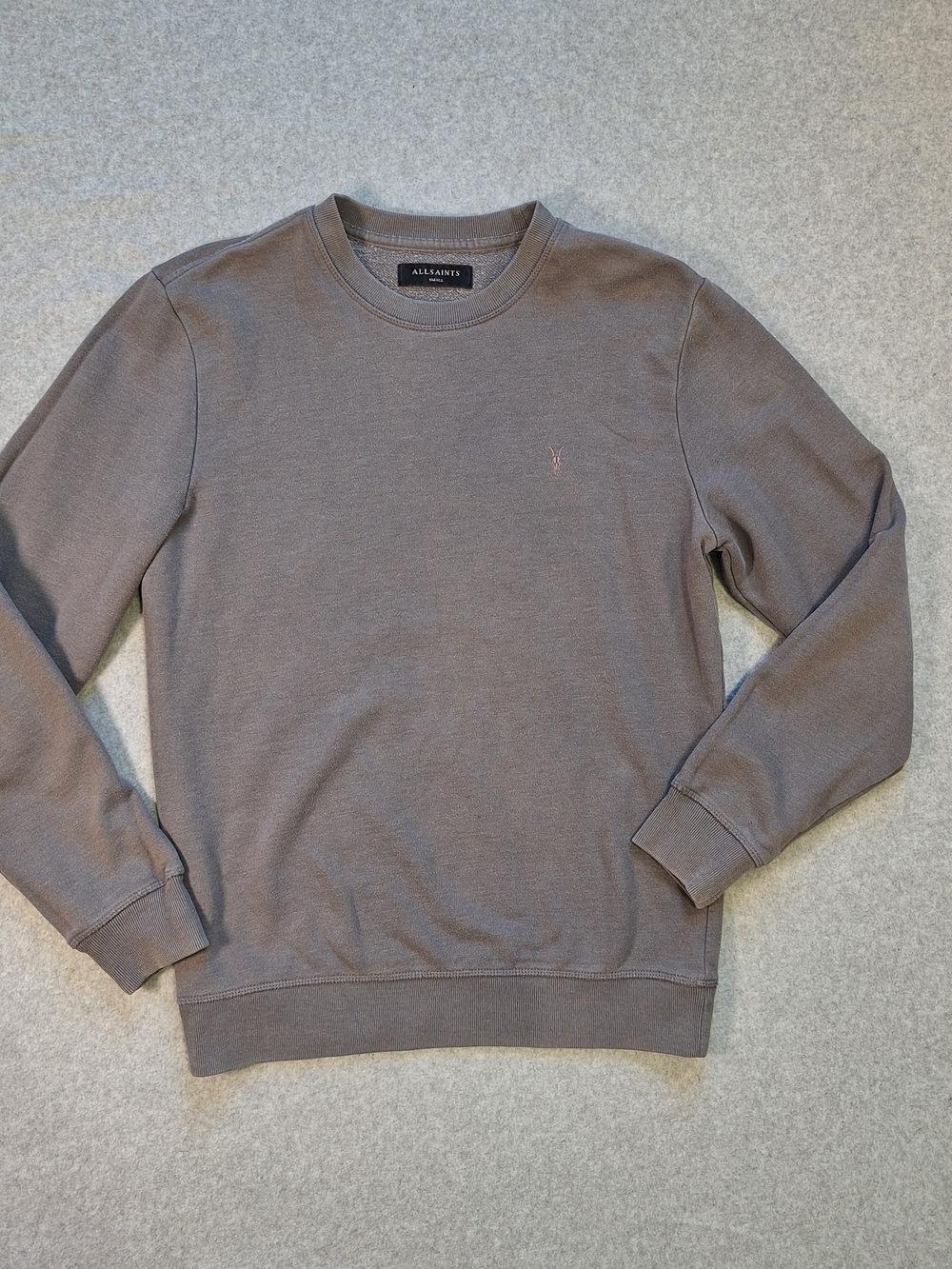 All Saints Men's Raven Crewneck Sweatshirt With Ramskull. Size S